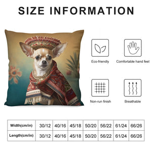 El Elegante Amigo Fawn Chihuahua Plush Pillow Case-Chihuahua, Dog Dad Gifts, Dog Mom Gifts, Home Decor, Pillows-12 "×12 "-White-1