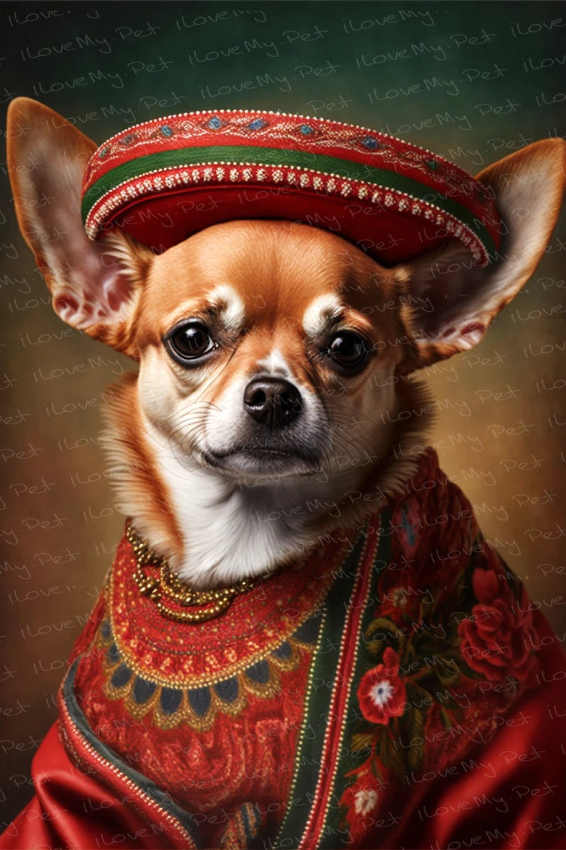 El Elegante Amigo Red Chihuahua Wall Art Poster-Art-Chihuahua, Dog Art, Home Decor, Poster-1