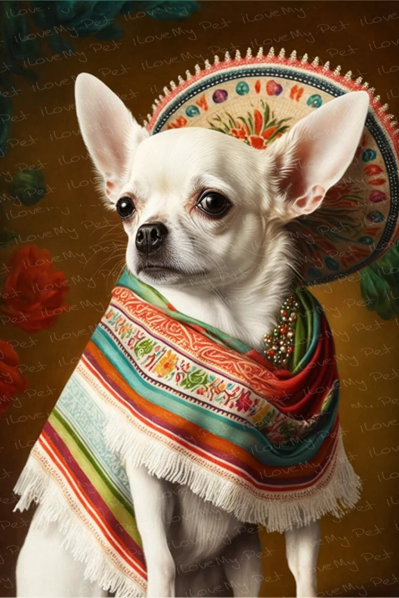El Elegante Blanco White Chihuahua Wall Art Poster-Art-Chihuahua, Dog Art, Home Decor, Poster-1
