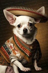 El Pequeño Blanco White Chihuahua Wall Art Poster-Art-Chihuahua, Dog Art, Home Decor, Poster-1