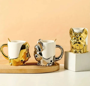 Electroplated 3D French Bulldog Ceramic Coffee Mugs-Mug-Accessories, Dog Mom Gifts, French Bulldog, Home Decor, Mugs-4