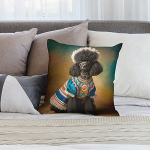 Elegance Noire Black Poodle Plush Pillow Case-Cushion Cover-Dog Dad Gifts, Dog Mom Gifts, Home Decor, Pillows, Poodle-2