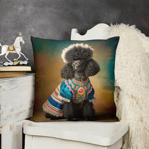 Elegance Noire Black Poodle Plush Pillow Case-Cushion Cover-Dog Dad Gifts, Dog Mom Gifts, Home Decor, Pillows, Poodle-3