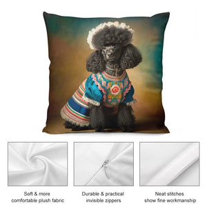Elegance Noire Black Poodle Plush Pillow Case-Cushion Cover-Dog Dad Gifts, Dog Mom Gifts, Home Decor, Pillows, Poodle-5