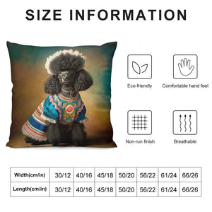 Elegance Noire Black Poodle Plush Pillow Case-Cushion Cover-Dog Dad Gifts, Dog Mom Gifts, Home Decor, Pillows, Poodle-12 "×12 "-6