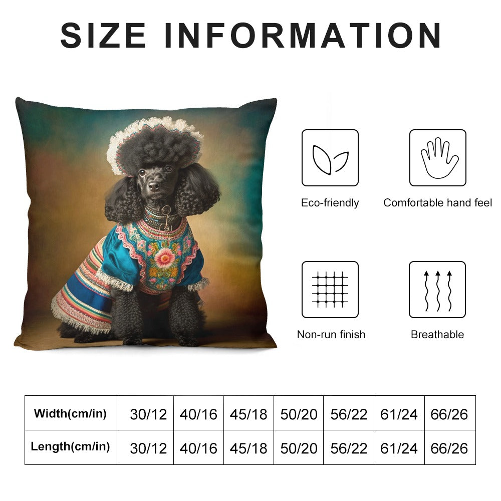 Elegance Noire Black Poodle Plush Pillow Case-Cushion Cover-Dog Dad Gifts, Dog Mom Gifts, Home Decor, Pillows, Poodle-12 