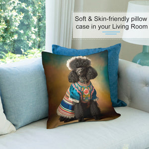 Elegance Noire Black Poodle Plush Pillow Case-Cushion Cover-Dog Dad Gifts, Dog Mom Gifts, Home Decor, Pillows, Poodle-7