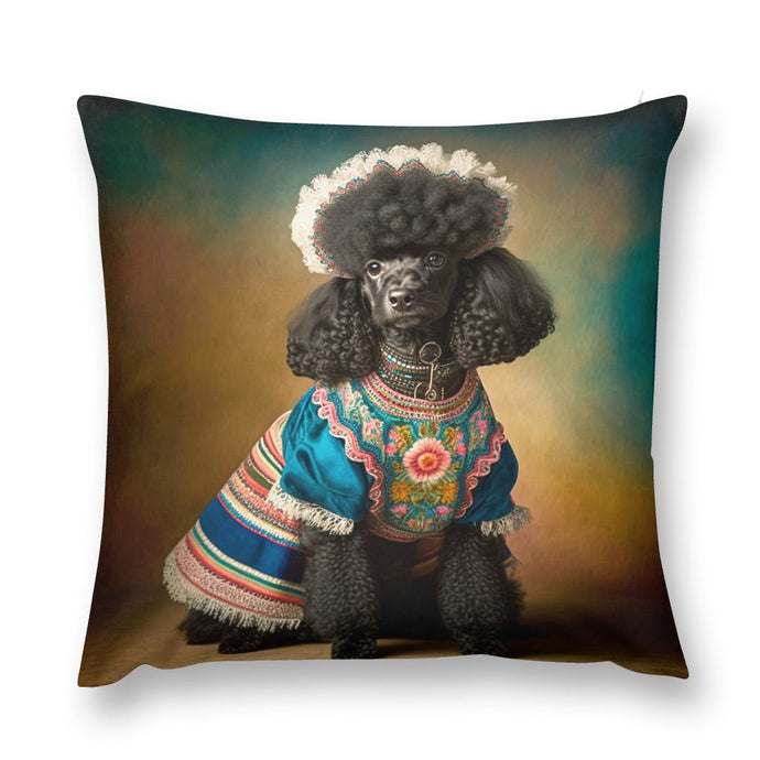 Elegance Noire Black Poodle Plush Pillow Case-Cushion Cover-Dog Dad Gifts, Dog Mom Gifts, Home Decor, Pillows, Poodle-1