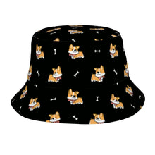 Load image into Gallery viewer, Elegant Corgi Delight Bucket Hat-Hats &amp; Caps-Accessories,Corgi,Dog Dad Gifts,Dog Mom Gifts,Hats-Midnight Black-One Size-33