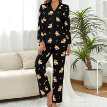 Load image into Gallery viewer, Elegant Corgi Delight Pajamas Set for Women-Midnight Black-XS-9