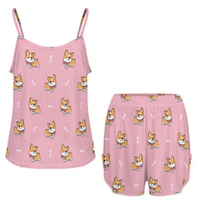 Load image into Gallery viewer, Elegant Corgi Delight Women's Cami and Shorts Pajama Set-10