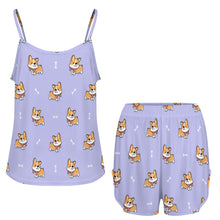 Load image into Gallery viewer, Elegant Corgi Delight Women's Cami and Shorts Pajama Set-14