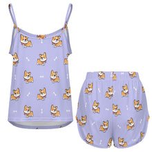 Load image into Gallery viewer, Elegant Corgi Delight Women's Cami and Shorts Pajama Set-15