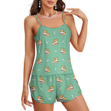Load image into Gallery viewer, Elegant Corgi Delight Women's Cami and Shorts Pajama Set-23