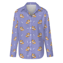 Load image into Gallery viewer, Elegant Corgi Delight Women's Shirt-S-CornflowerBlue-12