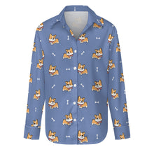 Load image into Gallery viewer, Elegant Corgi Delight Women's Shirt-S-CornflowerBlue1-4