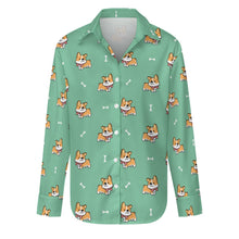 Load image into Gallery viewer, Elegant Corgi Delight Women's Shirt-S-MediumAquaMarine-10