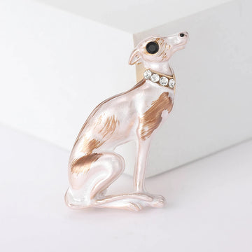 Elegant Greyhound Dog Brooch Pearl Finish With Crystal Collar Greyhound 360x