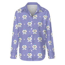 Load image into Gallery viewer, Elegant Maltese Puppy Women&#39;s Shirt-S-CornflowerBlue_1-23