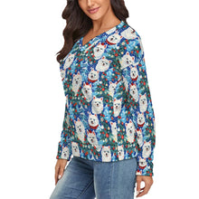 Load image into Gallery viewer, Elegant Trees Frolic American Eskies Women’s Classic V-Neck Christmas Sweater-Apparel-Apparel,Christmas,Dog Mom Gifts,Pit Bull,Sweater,Sweatshirt-4