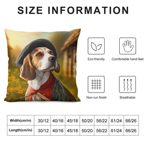 Elizabethan Fantasy Beagle Plush Pillow Case-Cushion Cover-Beagle, Dog Dad Gifts, Dog Mom Gifts, Home Decor, Pillows-12 "×12 "-White-1