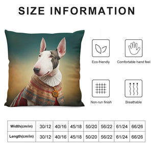 Elizabethan Whimsy Bull Terrier Plush Pillow Case-Bull Terrier, Dog Dad Gifts, Dog Mom Gifts, Home Decor, Pillows-12 "×12 "-White-1