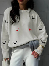 Load image into Gallery viewer, Embroidered Dachshund Pullover Sweater for Women-2