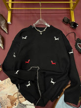 Load image into Gallery viewer, Embroidered Dachshund Pullover Sweater for Women-9