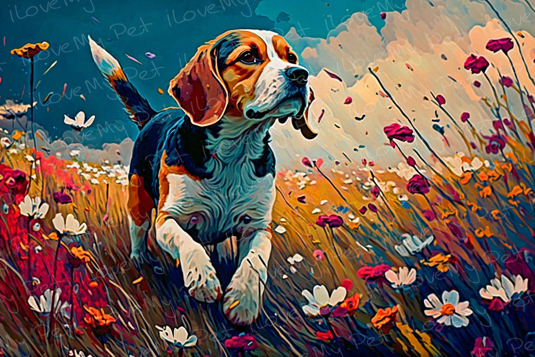 Enchanted Dreamscape Beagle Wall Art Poster-Art-Beagle, Dog Art, Home Decor, Poster-Light Canvas-Tiny - 8x10