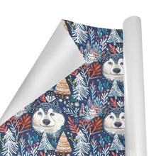Load image into Gallery viewer, Enchanted Forest Husky Christmas Gift Wrapping Paper - 2 Rolls-Christmas Ornament-Christmas,Siberian Husky,Wrapping Paper-3