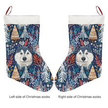 Load image into Gallery viewer, Enchanted Forest Husky Christmas Stocking-Christmas Ornament-Christmas, Home Decor, Siberian Husky-26X42CM-White1-3