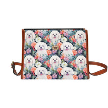 Load image into Gallery viewer, Enchanted Garden Bichon Frise in Bloom Satchel Bag Purse-Accessories-Accessories, Bags, Bichon Frise, Purse-Black3-ONE SIZE-3