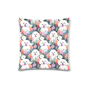 Enchanted Garden Bichon Frise Throw Pillow Covers-Cushion Cover-Bichon Frise, Home Decor, Pillows-White1-ONESIZE-2