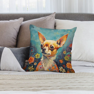 Enchanted Garden Chihuahua Plush Pillow Case-Cushion Cover-Chihuahua, Dog Dad Gifts, Dog Mom Gifts, Home Decor, Pillows-2