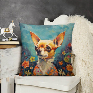 Enchanted Garden Chihuahua Plush Pillow Case-Cushion Cover-Chihuahua, Dog Dad Gifts, Dog Mom Gifts, Home Decor, Pillows-3