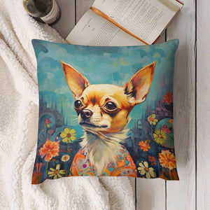 Enchanted Garden Chihuahua Plush Pillow Case-Cushion Cover-Chihuahua, Dog Dad Gifts, Dog Mom Gifts, Home Decor, Pillows-4