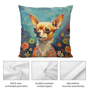 Enchanted Garden Chihuahua Plush Pillow Case-Cushion Cover-Chihuahua, Dog Dad Gifts, Dog Mom Gifts, Home Decor, Pillows-5