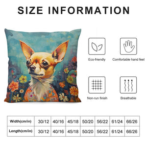 Enchanted Garden Chihuahua Plush Pillow Case-Cushion Cover-Chihuahua, Dog Dad Gifts, Dog Mom Gifts, Home Decor, Pillows-6