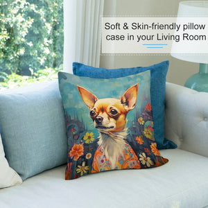 Enchanted Garden Chihuahua Plush Pillow Case-Cushion Cover-Chihuahua, Dog Dad Gifts, Dog Mom Gifts, Home Decor, Pillows-7