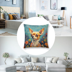 Enchanted Garden Chihuahua Plush Pillow Case-Cushion Cover-Chihuahua, Dog Dad Gifts, Dog Mom Gifts, Home Decor, Pillows-8