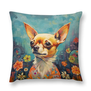 Enchanted Garden Chihuahua Plush Pillow Case-Cushion Cover-Chihuahua, Dog Dad Gifts, Dog Mom Gifts, Home Decor, Pillows-12 "×12 "-1