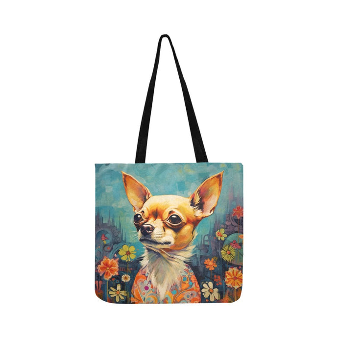 Enchanted Garden Chihuahua Special Lightweight Shopping Tote Bag-Accessories-Accessories, Bags, Chihuahua, Dog Dad Gifts, Dog Mom Gifts-White-ONESIZE-1