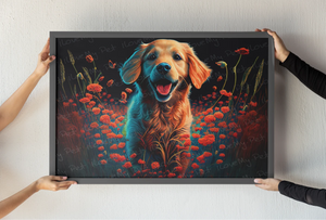Enchanted Garden Golden Retriever Wall Art Poster-Art-Dog Art, Golden Retriever, Home Decor, Poster-1
