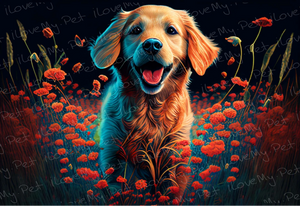 Enchanted Garden Golden Retriever Wall Art Poster-Art-Dog Art, Golden Retriever, Home Decor, Poster-6