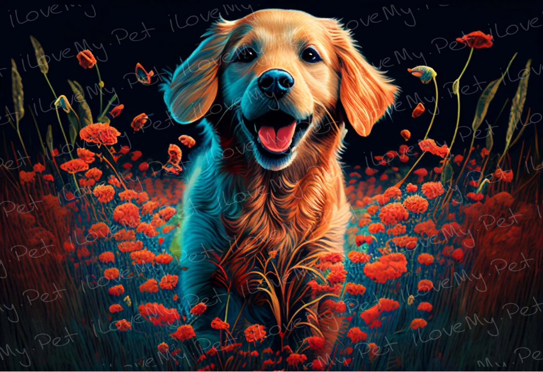 Enchanted Garden Golden Retriever Wall Art Poster