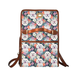 Enchanted Garden Maltese in Bloom Satchel Bag Purse-Accessories-Accessories, Bags, Maltese, Purse-Black3-ONE SIZE-5