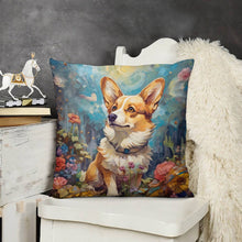 Load image into Gallery viewer, Enchanted Garden Stroll Corgi Plush Pillow Case-Cushion Cover-Corgi, Dog Dad Gifts, Dog Mom Gifts, Home Decor, Pillows-3