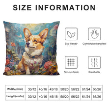 Load image into Gallery viewer, Enchanted Garden Stroll Corgi Plush Pillow Case-Cushion Cover-Corgi, Dog Dad Gifts, Dog Mom Gifts, Home Decor, Pillows-6