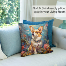 Load image into Gallery viewer, Enchanted Garden Stroll Corgi Plush Pillow Case-Cushion Cover-Corgi, Dog Dad Gifts, Dog Mom Gifts, Home Decor, Pillows-7