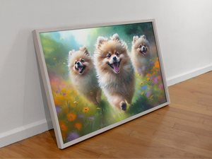 Enchanted Meadow Pomeranians Wall Art Poster-Art-Dog Art, Home Decor, Pomeranian, Poster-3